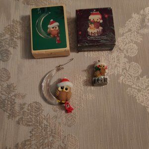 Vintage Hallmark Owl Ornaments Lot of Two 1980 and 1984